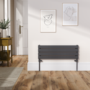 Riace Linea Midnight Black Flat Designer Radiator 280x800mm Single Panel 884 BTU - Horizontal Bars
