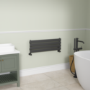Riace Linea Midnight Black Flat Designer Radiator 280x800mm Single Panel 884 BTU - Horizontal Bars
