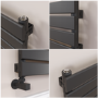 Riace Linea Midnight Black Flat Designer Radiator 280x800mm Single Panel 884 BTU - Horizontal Bars