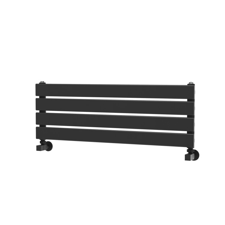 Riace Linea Midnight Black Flat Designer Radiator 280x800mm Single Panel 884 BTU - Horizontal Bars