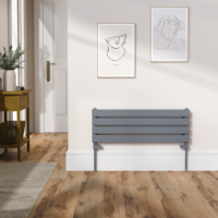 Riace Linea Dark Grey Anthracite Flat Designer Radiator 280x800mm Single Panel 884 BTU - Horizontal Bars