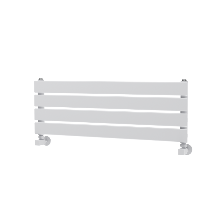 Riace Linea White Flat Designer Radiator 280x800mm Single Panel 884 BTU - Horizontal Bars