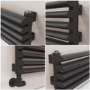 Ventura Midnight Black Oval Unique Designer Radiator 175x1000mm Single Panel 945 BTU
