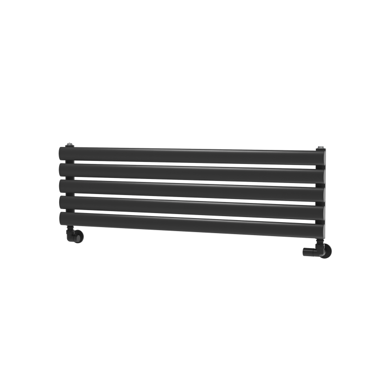Sorrento Linea Midnight Black Oval Designer Radiator 295x1000mm Single Panel 1212 BTU - Horizontal Bars