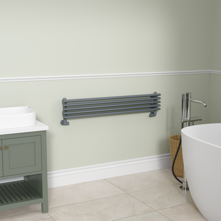 Ventura Dark Grey Anthracite Oval Unique Designer Radiator 175x1000mm Single Panel 945 BTU