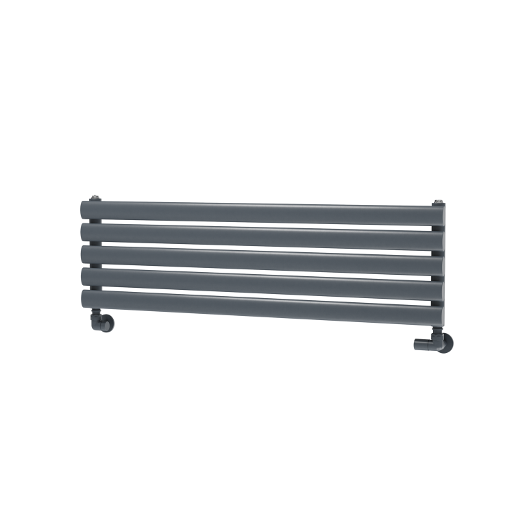 Sorrento Linea Dark Grey Anthracite Oval Designer Radiator 295x1000mm Single Panel 1212 BTU - Horizontal Bars