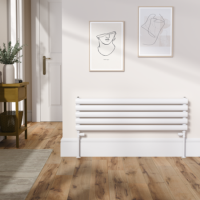 Sorrento Linea White Oval Designer Radiator 295x1000mm Single Panel 1212 BTU - Horizontal Bars