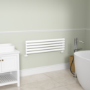 Sorrento Linea White Oval Designer Radiator 295x1000mm Single Panel 1212 BTU - Horizontal Bars