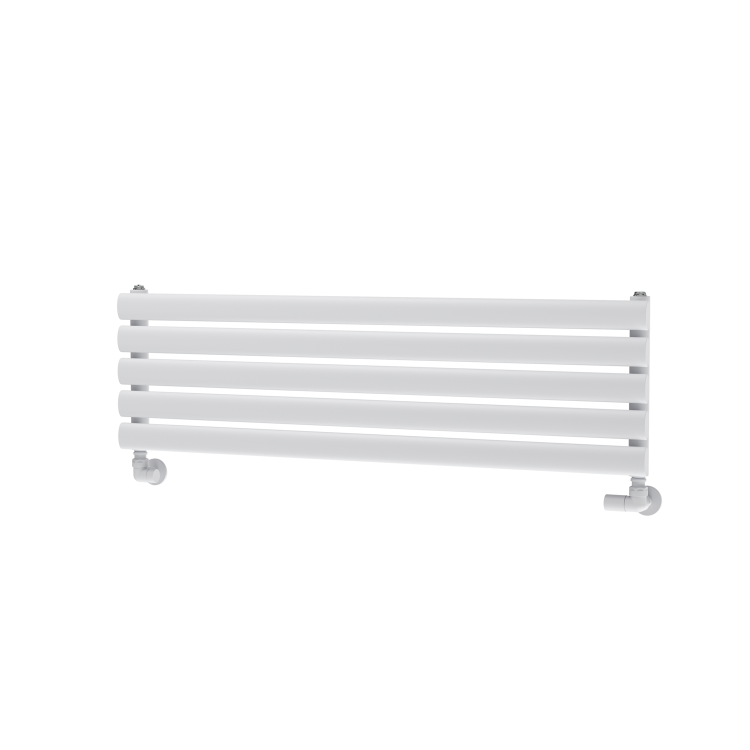 Sorrento Linea White Oval Designer Radiator 295x1000mm Single Panel 1212 BTU - Horizontal Bars