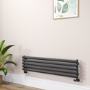 Sorrento Linea Midnight Black Oval Designer Radiator 295x1200mm Single Panel 1433 BTU - Horizontal Bars