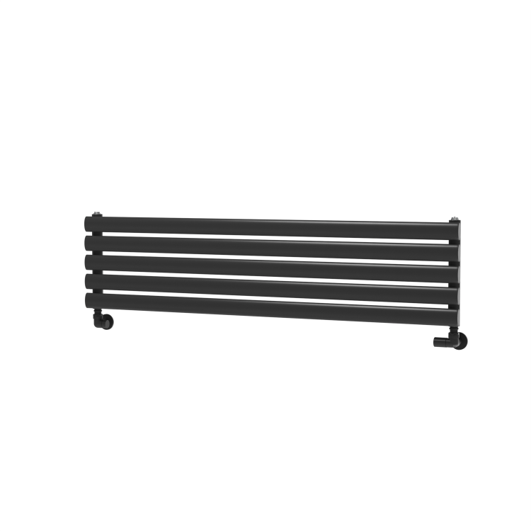 Sorrento Linea Midnight Black Oval Designer Radiator 295x1200mm Single Panel 1433 BTU - Horizontal Bars