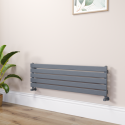 RHS5-1200-DGCF Riace Linea Dark Grey Anthracite Flat Designer Radiator 350x1200mm Single Panel 1601 BTU - Horizontal Bars