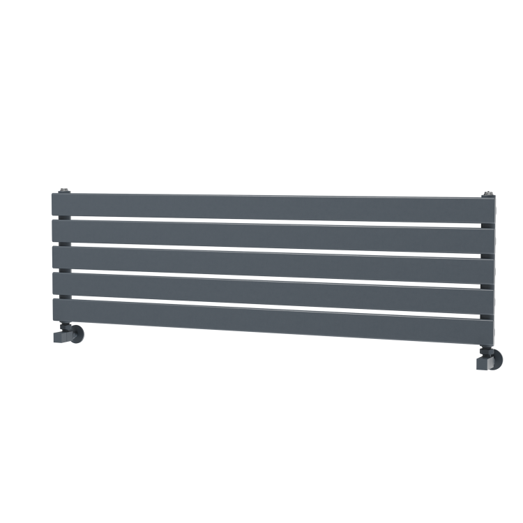 Riace Linea Dark Grey Anthracite Flat Designer Radiator 350x1200mm Single Panel 1601 BTU - Horizontal Bars