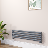 Sorrento Linea Dark Grey Anthracite Oval Designer Radiator 295x1200mm Single Panel 1433 BTU - Horizontal Bars