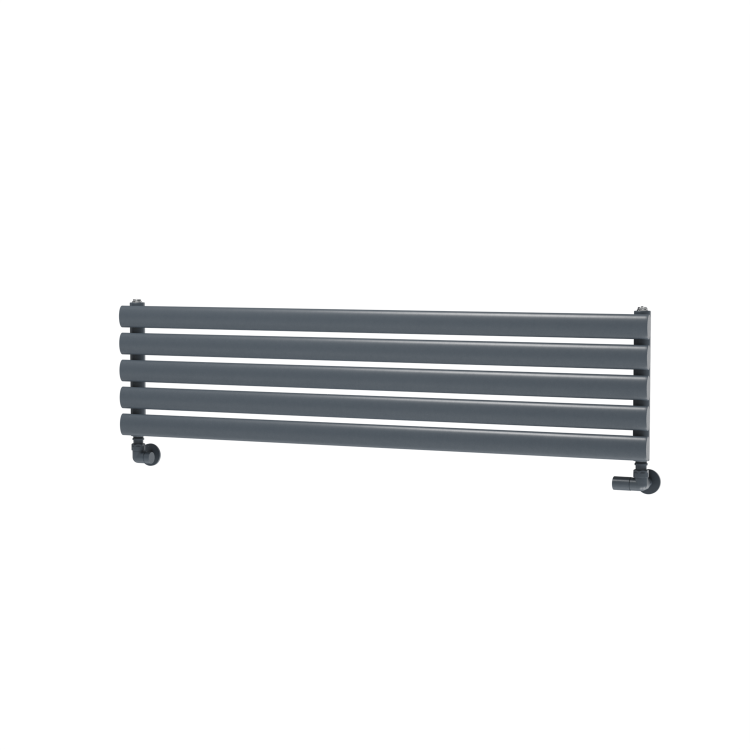 Sorrento Linea Dark Grey Anthracite Oval Designer Radiator 295x1200mm Single Panel 1433 BTU - Horizontal Bars