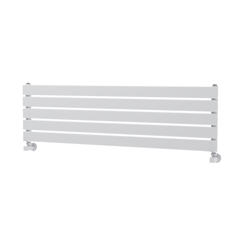 Riace Linea White Flat Designer Radiator 350x1200mm Single Panel 1601 BTU - Horizontal Bars