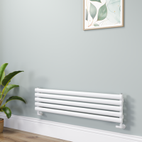 Sorrento Linea White Oval Designer Radiator 295x1200mm Single Panel 1433 BTU - Horizontal Bars
