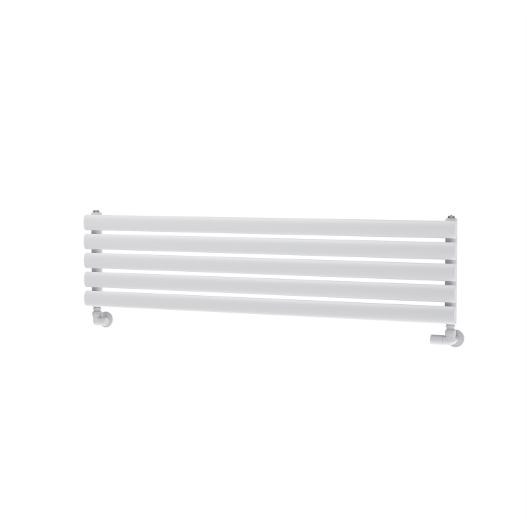 Sorrento Linea White Oval Designer Radiator 295x1200mm Single Panel 1433 BTU - Horizontal Bars