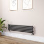 Sorrento Midnight Black Oval Designer Radiator 295x1400mm Single Panel 1659 BTU