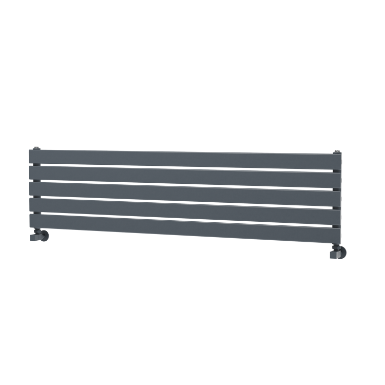 Riace Linea Dark Grey Anthracite Flat Designer Radiator 350x1400mm Single Panel 1850 BTU - Horizontal Bars