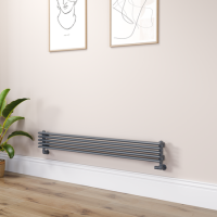 Ventura Dark Grey Anthracite Oval Unique Designer Radiator 175x1400mm Single Panel 1348 BTU