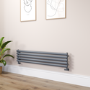 Sorrento Linea Dark Grey Anthracite Oval Designer Radiator 295x1400mm Single Panel 1659 BTU - Horizontal Bars
