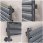 Sorrento Linea Dark Grey Anthracite Oval Designer Radiator 295x1400mm Single Panel 1659 BTU - Horizontal Bars