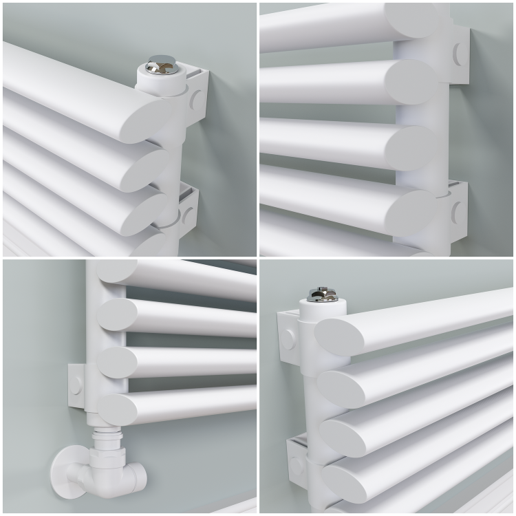 Ventura White Oval Unique Designer Radiator 175x1400mm Single Panel 1348 BTU