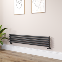 Sorrento Linea Midnight Black Oval Designer Radiator 295x1600mm Single Panel 1891 BTU - Horizontal Bars