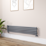 Sorrento Linea Dark Grey Anthracite Oval Designer Radiator 295x1600mm Single Panel 1891 BTU - Horizontal Bars