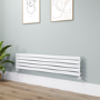 Riace Linea White Flat Designer Radiator 350x1600mm Single Panel 2109 BTU - Horizontal Bars