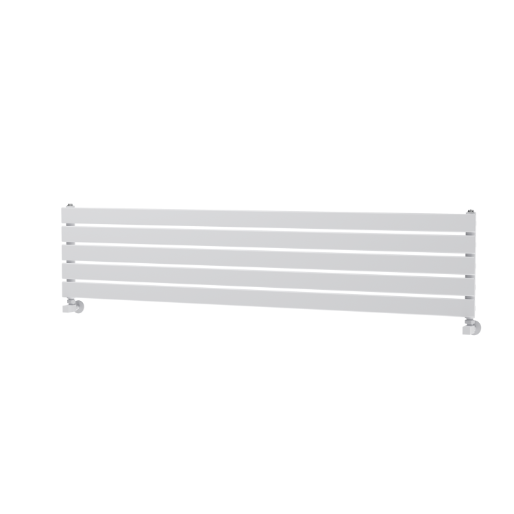 Riace Linea White Flat Designer Radiator 350x1600mm Single Panel 2109 BTU - Horizontal Bars