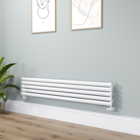 Sorrento Linea White Oval Designer Radiator 295x1600mm Single Panel 1891 BTU - Horizontal Bars