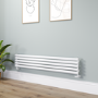 Sorrento Linea White Oval Designer Radiator 295x1600mm Single Panel 1891 BTU - Horizontal Bars
