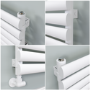 Sorrento Linea White Oval Designer Radiator 295x1600mm Single Panel 1891 BTU - Horizontal Bars