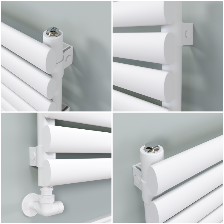 Sorrento Linea White Oval Designer Radiator 295x1600mm Single Panel 1891 BTU - Horizontal Bars