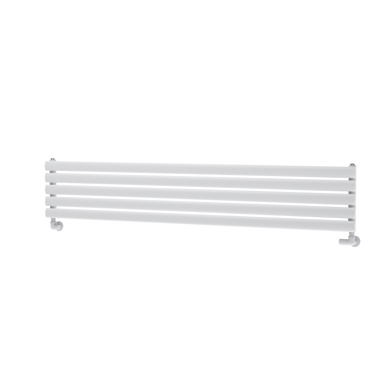 Sorrento Linea White Oval Designer Radiator 295x1600mm Single Panel 1891 BTU - Horizontal Bars