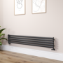 Sorrento Linea Midnight Black Oval Designer Radiator 295x1800mm Single Panel 2126 BTU - Horizontal Bars