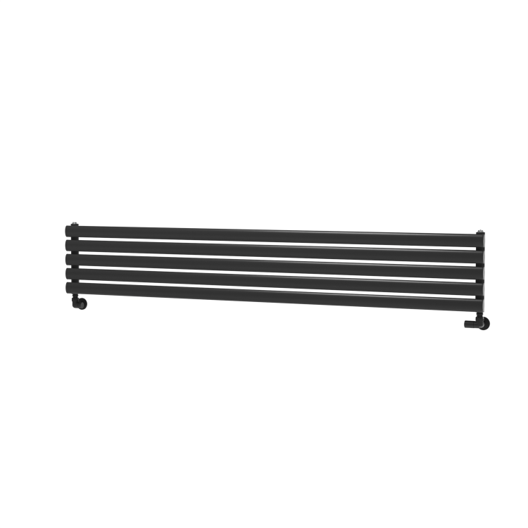 Sorrento Linea Midnight Black Oval Designer Radiator 295x1800mm Single Panel 2126 BTU - Horizontal Bars