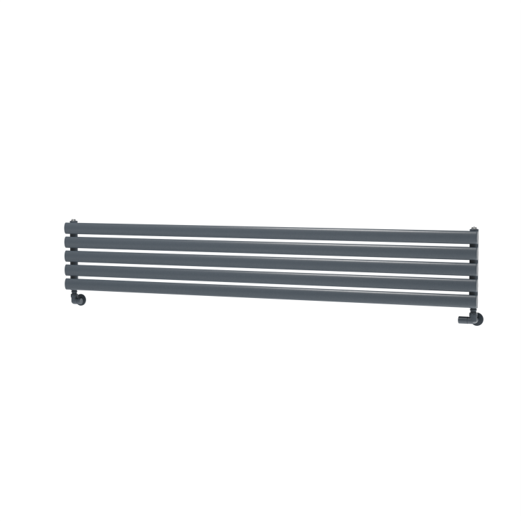 Sorrento Linea Dark Grey Anthracite Oval Designer Radiator 295x1800mm Single Panel 2126 BTU - Horizontal Bars