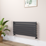 Riace Linea Midnight Black Flat Designer Radiator 490x1000mm Single Panel 1891 BTU - Horizontal Bars