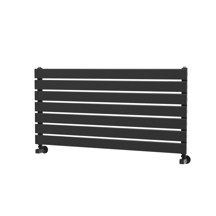 Riace Linea Midnight Black Flat Designer Radiator 490x1000mm Single Panel 1891 BTU - Horizontal Bars