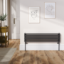 Ventura Midnight Black Oval Unique Designer Radiator 245x1000mm Single Panel 1242 BTU