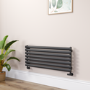 Sorrento Linea Midnight Black Oval Designer Radiator 413x1000mm Single Panel 1696 BTU - Horizontal Bars