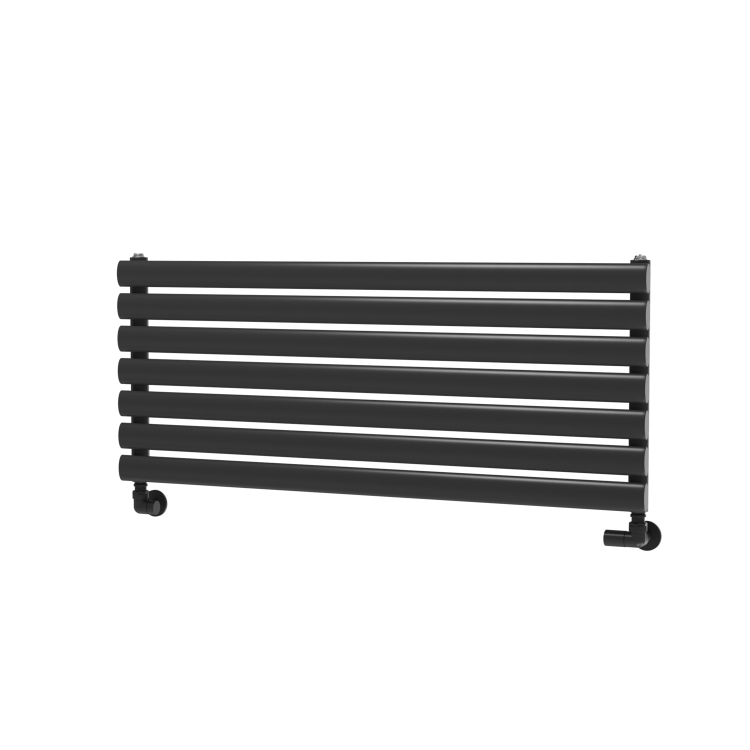 Sorrento Linea Midnight Black Oval Designer Radiator 413x1000mm Single Panel 1696 BTU - Horizontal Bars
