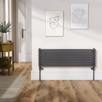 Ravello Midnight Black Square Designer Radiator 315x1000mm Single Panel 1502 BTU
