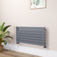 Riace Linea Dark Grey Anthracite Flat Designer Radiator 490x1000mm Single Panel 1891 BTU - Horizontal Bars