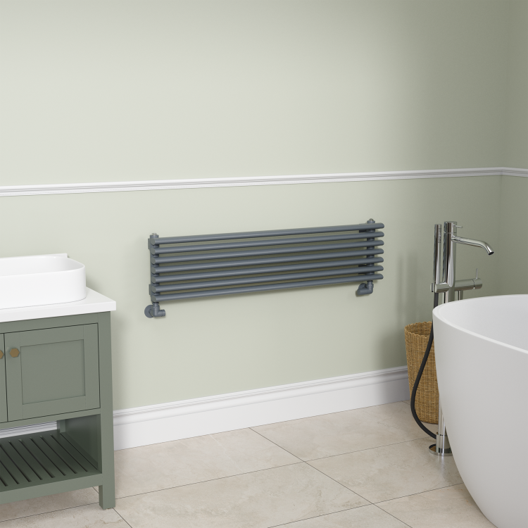 Ventura Dark Grey Anthracite Oval Unique Designer Radiator 245x1000mm Single Panel 1242 BTU