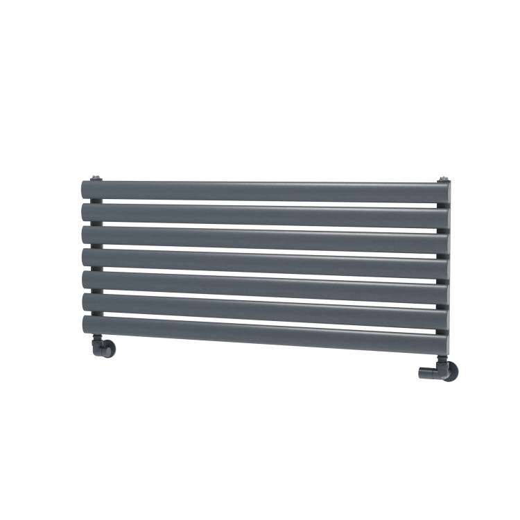 Sorrento Linea Dark Grey Anthracite Oval Designer Radiator 413x1000mm Single Panel 1696 BTU - Horizontal Bars
