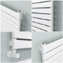 Riace Linea White Flat Designer Radiator 490x1000mm Single Panel 1891 BTU - Horizontal Bars